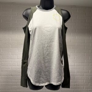 Hollister California Olive Green Cold Shoulder Graphic Top - XS